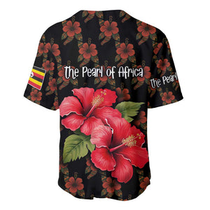 Uganda Baseball Jersey - Hibiscus Flower Pattern and The Pearl of Africa Text