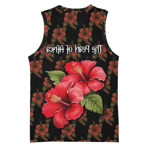 Uganda Basketball Jersey - Hibiscus Flower Pattern and The Pearl of Africa Text - African Pride