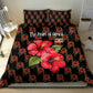 Uganda Bedding Set - Hibiscus Flower Pattern and The Pearl of Africa Text