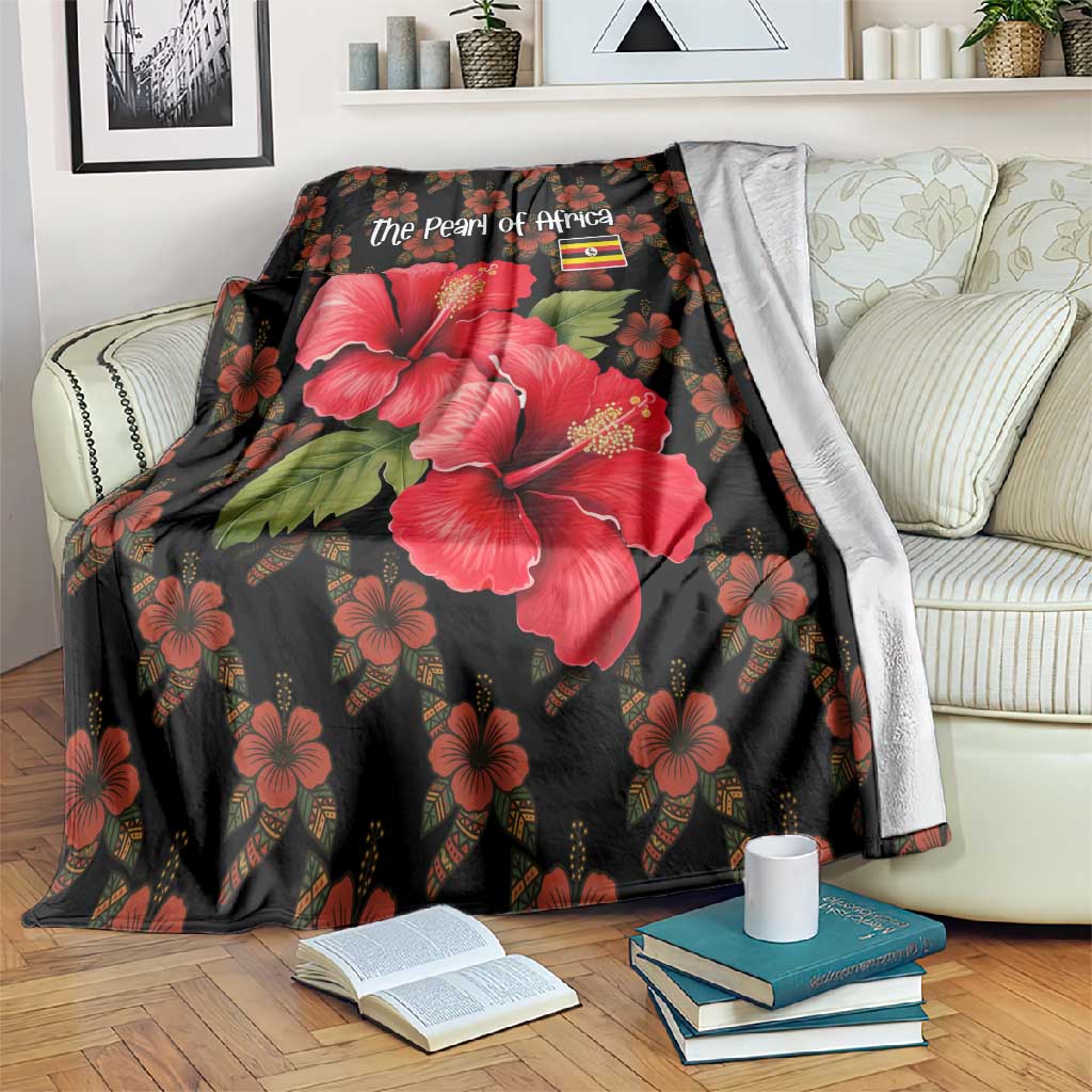 Uganda Blanket - Hibiscus Flower Pattern and The Pearl of Africa Text