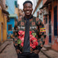 Uganda Bomber Jacket - Hibiscus Flower Pattern and The Pearl of Africa Text