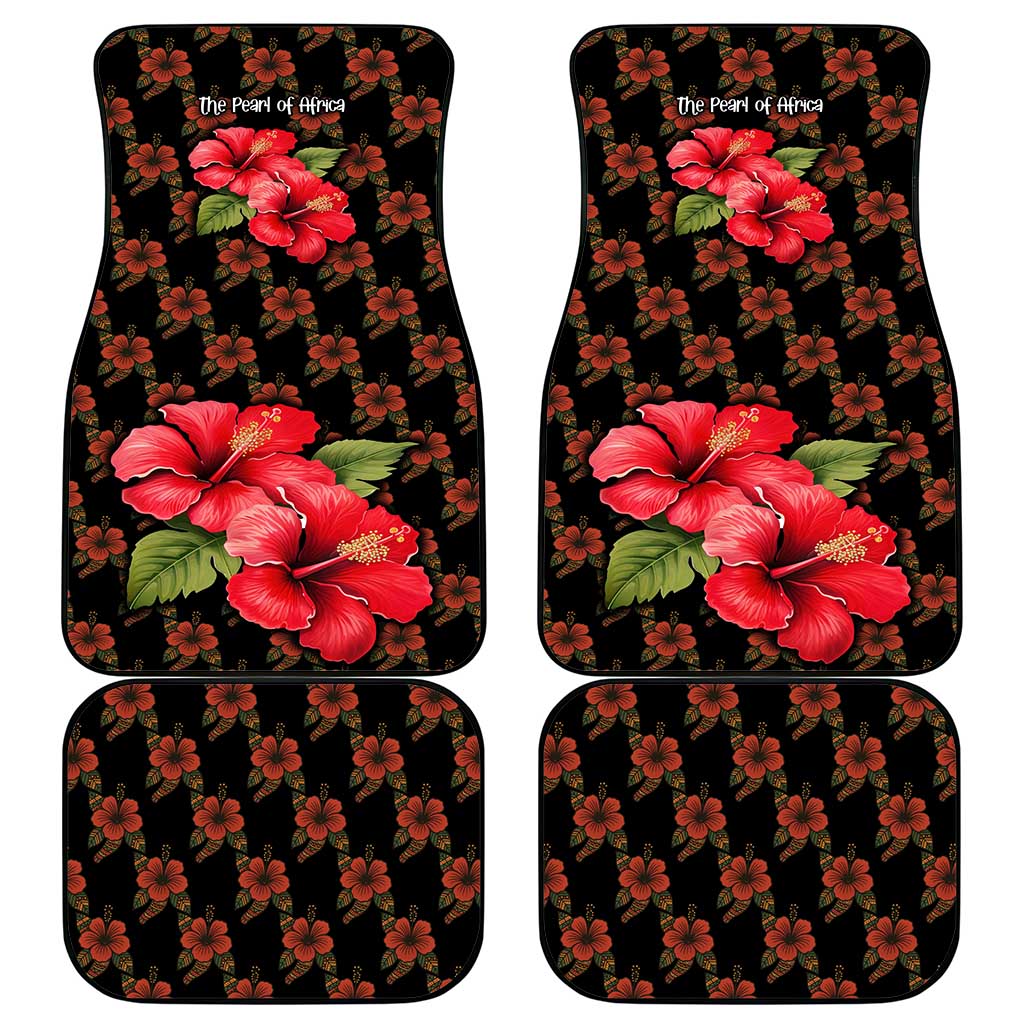 Uganda Car Mats - Hibiscus Flower Pattern and The Pearl of Africa Text