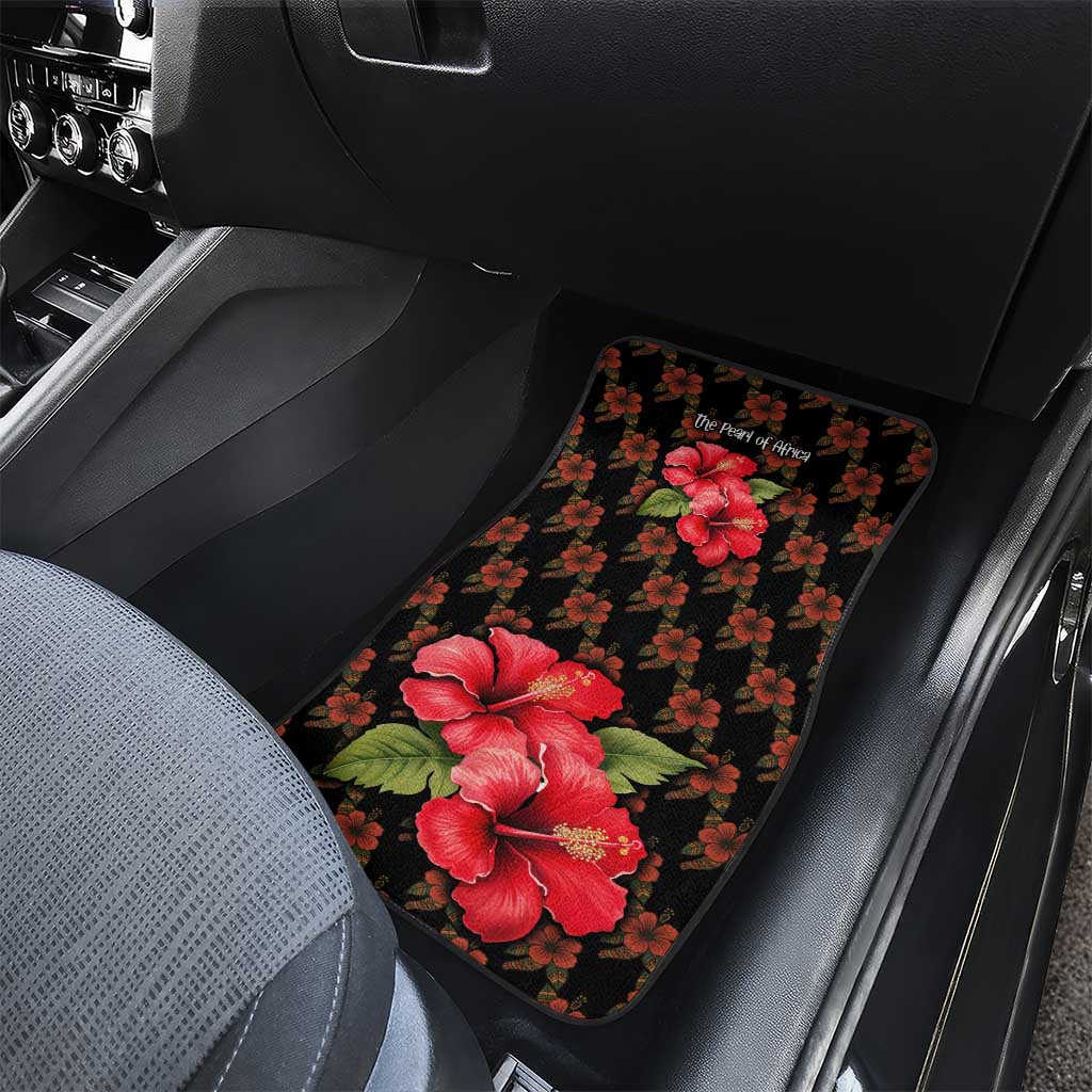 Uganda Car Mats - Hibiscus Flower Pattern and The Pearl of Africa Text
