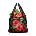 Uganda Grocery Bag - Hibiscus Flower Pattern and The Pearl of Africa Text