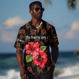Uganda Hawaiian Shirt - Hibiscus Flower Pattern and The Pearl of Africa Text