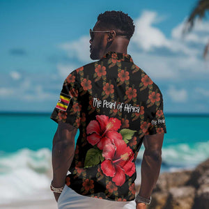 Uganda Hawaiian Shirt - Hibiscus Flower Pattern and The Pearl of Africa Text