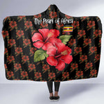 Uganda Hooded Blanket - Hibiscus Flower Pattern and The Pearl of Africa Text