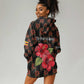Uganda Hoodie Dress - Hibiscus Flower Pattern and The Pearl of Africa Text