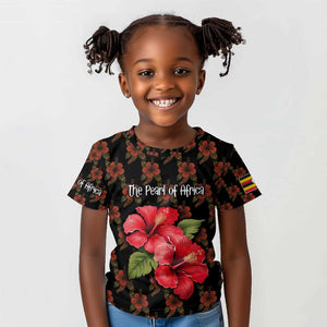Uganda Kid T shirt - Hibiscus Flower Pattern and The Pearl of Africa Text