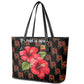 Uganda Leather Tote Bag - Hibiscus Flower Pattern and The Pearl of Africa Text