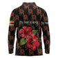 Uganda Long Sleeve Polo Shirt - Hibiscus Flower Pattern and The Pearl of Africa Text
