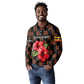 Uganda Long Sleeve Polo Shirt - Hibiscus Flower Pattern and The Pearl of Africa Text
