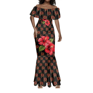 Uganda Mermaid Dress - Hibiscus Flower Pattern and The Pearl of Africa Text