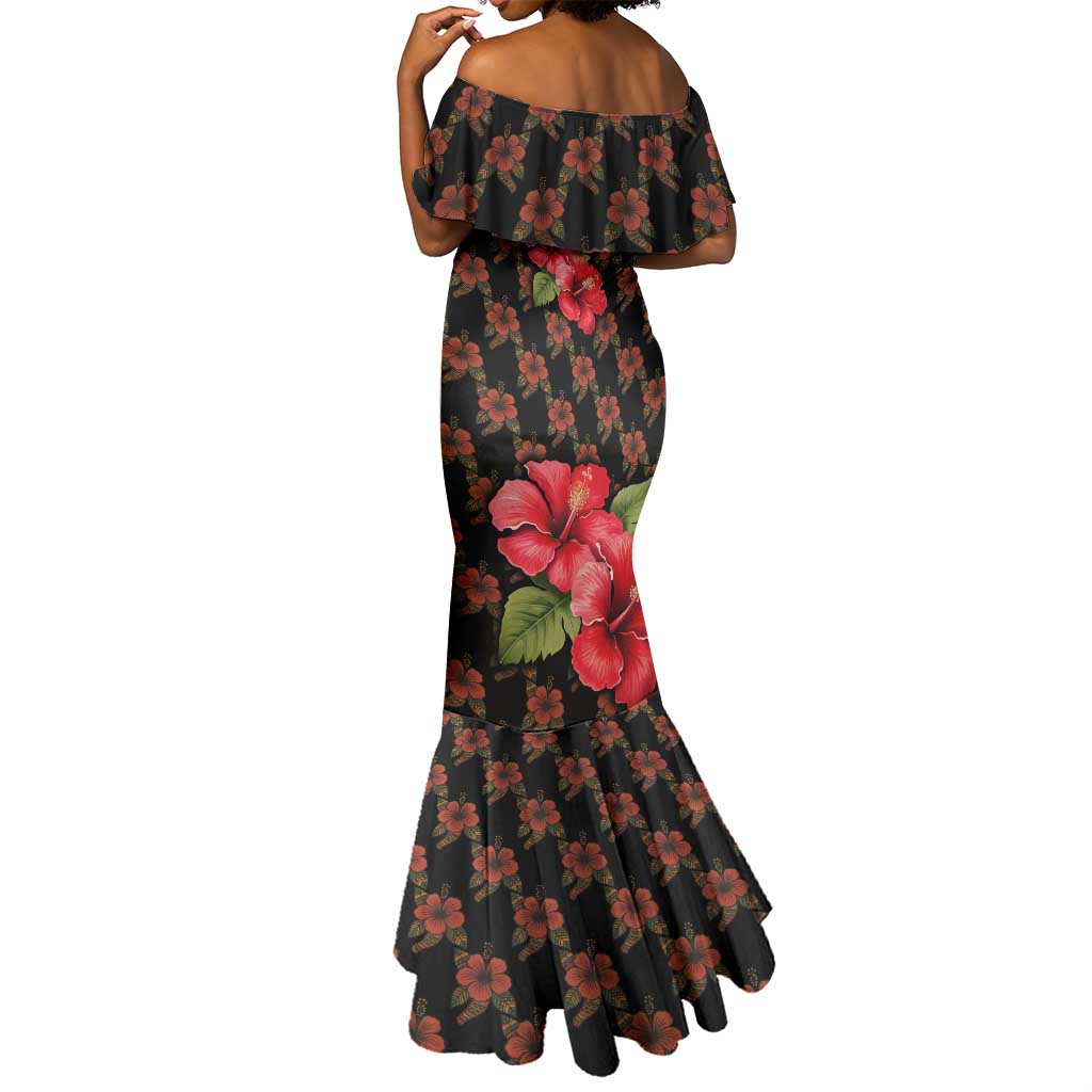 Uganda Mermaid Dress - Hibiscus Flower Pattern and The Pearl of Africa Text