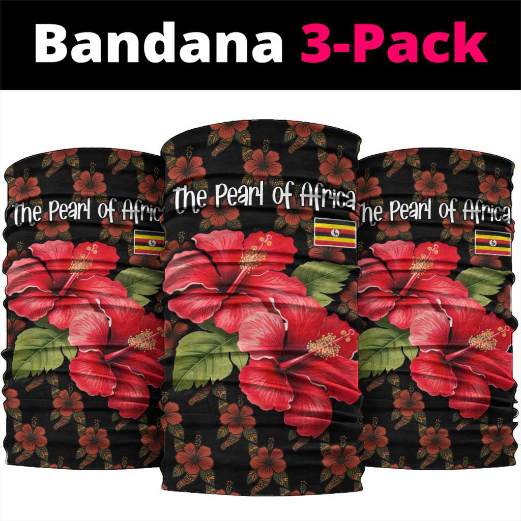 Uganda Neck Gaiter - Hibiscus Flower Pattern and The Pearl of Africa Text TS04