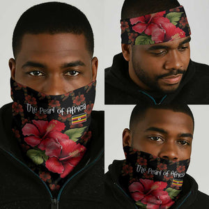 Uganda Neck Gaiter - Hibiscus Flower Pattern and The Pearl of Africa Text TS04