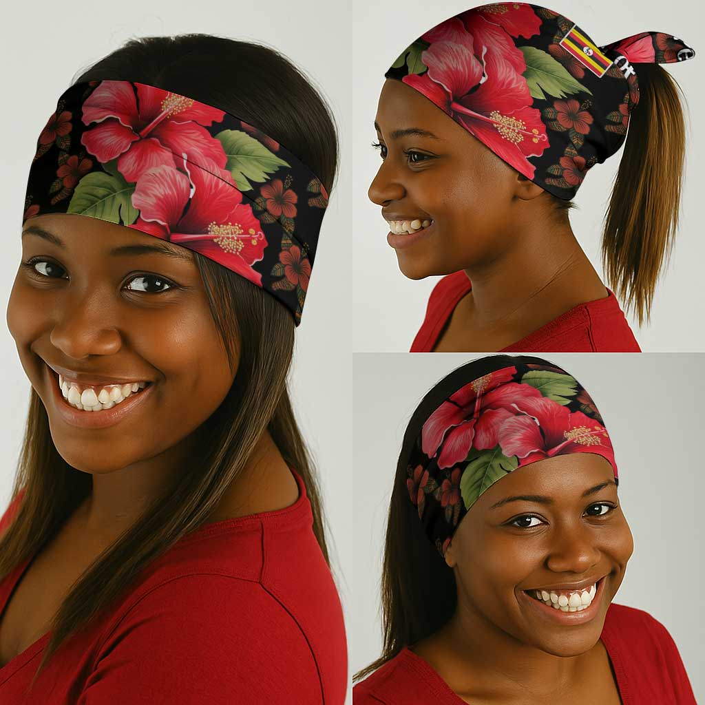 Uganda Neck Gaiter - Hibiscus Flower Pattern and The Pearl of Africa Text TS04