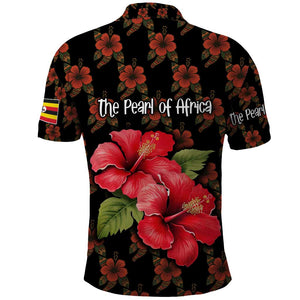 Uganda Polo Shirt - Hibiscus Flower Pattern and The Pearl of Africa Text