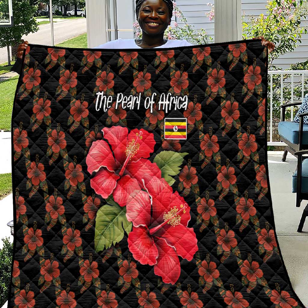Uganda Quilt - Hibiscus Flower Pattern and The Pearl of Africa Text