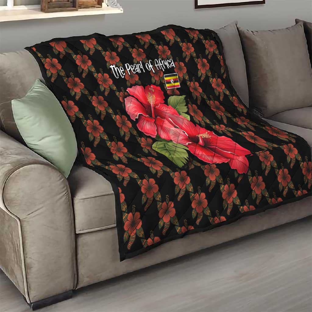 Uganda Quilt - Hibiscus Flower Pattern and The Pearl of Africa Text