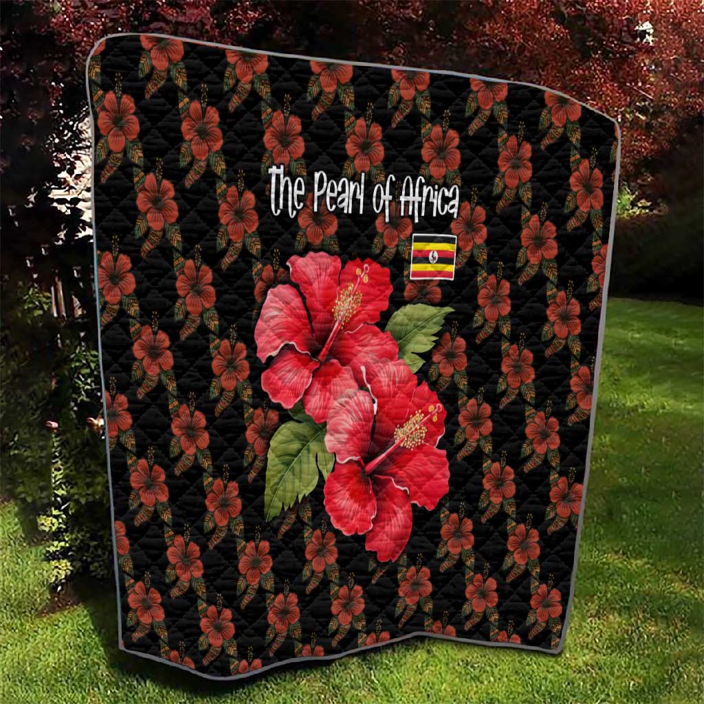Uganda Quilt - Hibiscus Flower Pattern and The Pearl of Africa Text