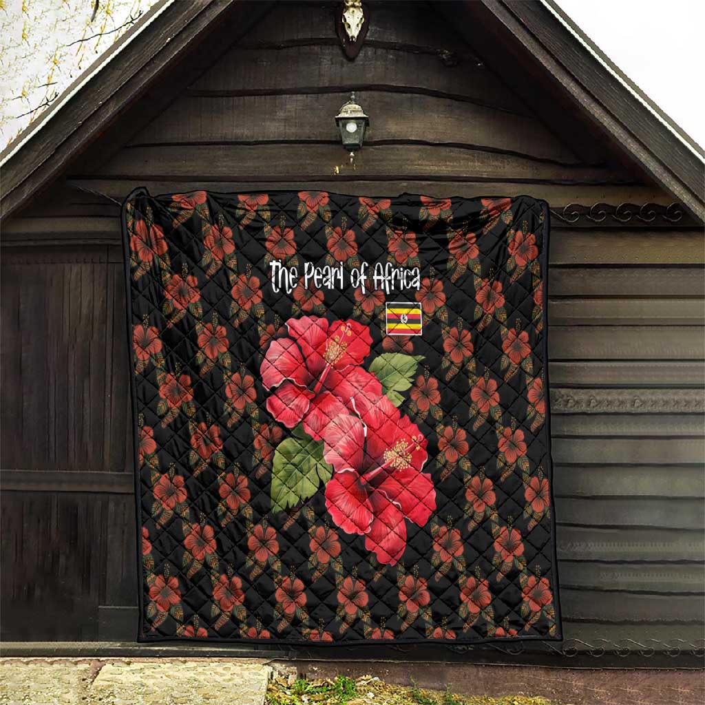Uganda Quilt - Hibiscus Flower Pattern and The Pearl of Africa Text