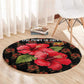 Uganda Round Carpet - Hibiscus Flower Pattern and The Pearl of Africa Text