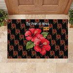 Uganda Rubber Doormat - Hibiscus Flower Pattern and The Pearl of Africa Text