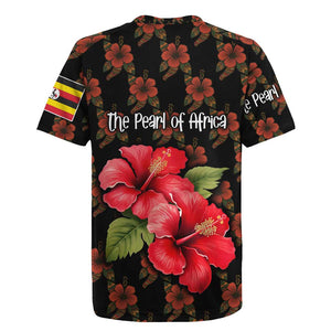Uganda Rugby Jersey - Hibiscus Flower Pattern and The Pearl of Africa Text