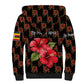 Uganda Sherpa Hoodie - Hibiscus Flower Pattern and The Pearl of Africa Text