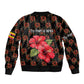 Uganda Sleeve Zip Bomber Jacket - Hibiscus Flower Pattern and The Pearl of Africa Text