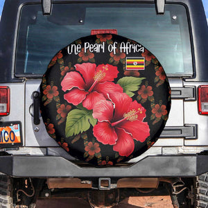 Uganda Spare Tire Cover - Hibiscus Flower Pattern and The Pearl of Africa Text