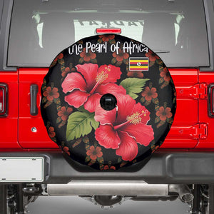 Uganda Spare Tire Cover - Hibiscus Flower Pattern and The Pearl of Africa Text