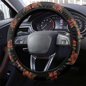 Uganda Steering Wheel Cover - Hibiscus Flower Pattern and The Pearl of Africa Text