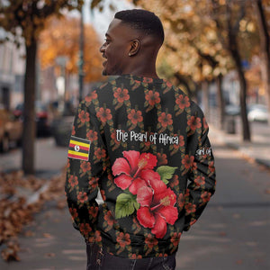 Uganda Sweatshirt - Hibiscus Flower Pattern and The Pearl of Africa Text