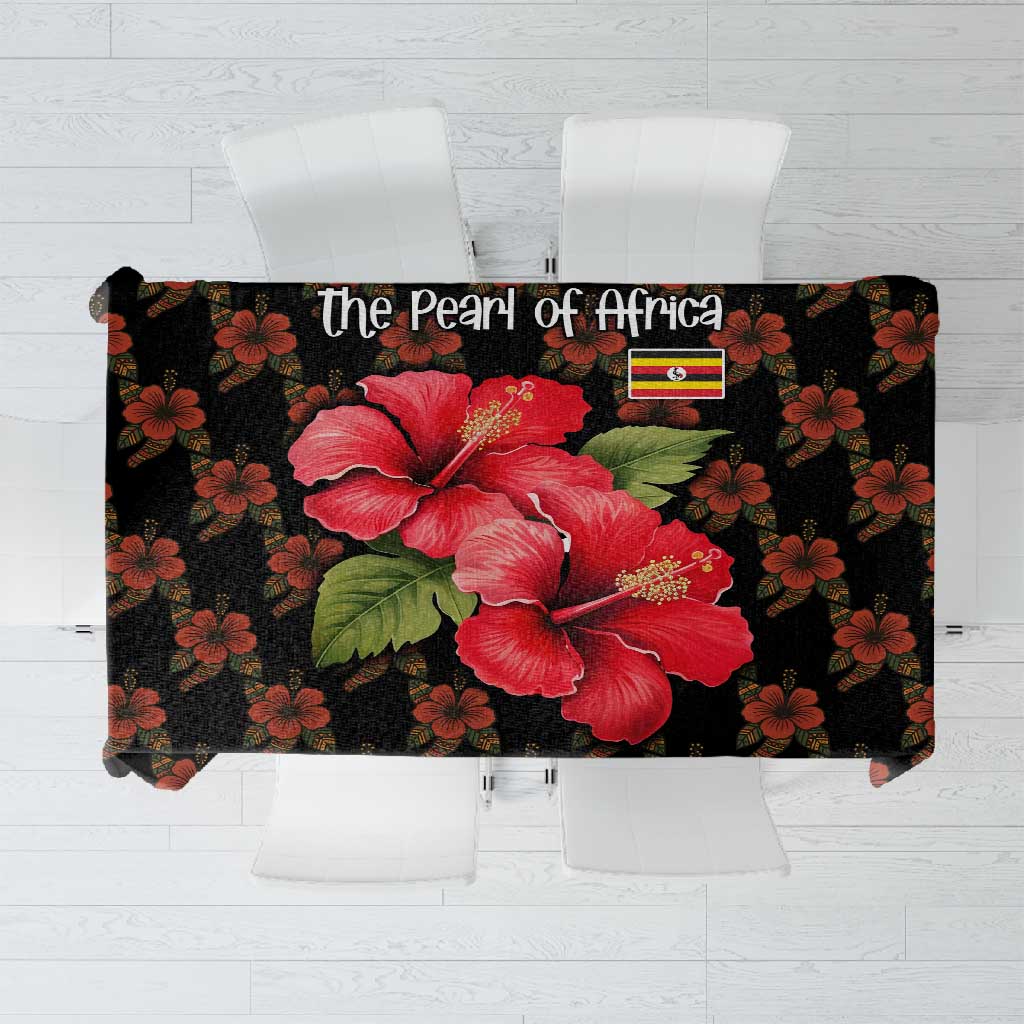 Uganda Tablecloth - Hibiscus Flower Pattern and The Pearl of Africa Text