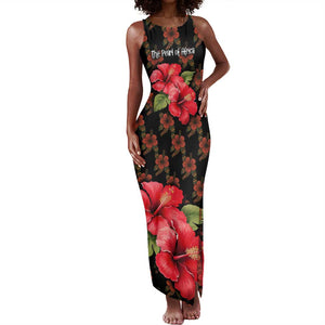 Uganda Tank Maxi Dress - Hibiscus Flower Pattern and The Pearl of Africa Text