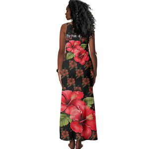 Uganda Tank Maxi Dress - Hibiscus Flower Pattern and The Pearl of Africa Text