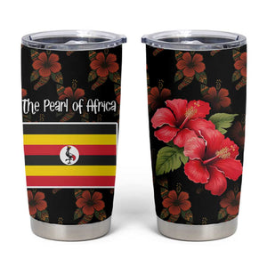 Uganda Tumbler Cup - Hibiscus Flower Pattern and The Pearl of Africa Text