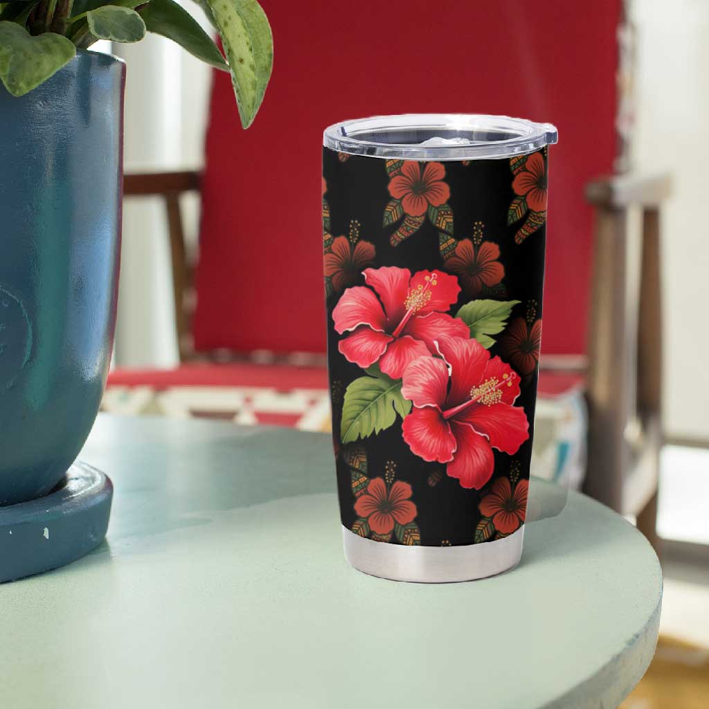 Uganda Tumbler Cup - Hibiscus Flower Pattern and The Pearl of Africa Text
