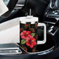 Uganda Tumbler With Handle - Hibiscus Flower Pattern and The Pearl of Africa Text