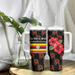 Uganda Tumbler With Handle - Hibiscus Flower Pattern and The Pearl of Africa Text