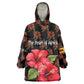 Uganda Wearable Blanket Hoodie - Hibiscus Flower Pattern and The Pearl of Africa Text