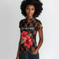 Uganda Women Polo Shirt - Hibiscus Flower Pattern and The Pearl of Africa Text