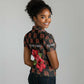Uganda Women Polo Shirt - Hibiscus Flower Pattern and The Pearl of Africa Text