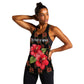 Uganda Women Racerback Tank - Hibiscus Flower Pattern and The Pearl of Africa Text