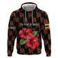 Uganda Zip Hoodie - Hibiscus Flower Pattern and The Pearl of Africa Text