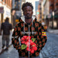 Uganda Zip Hoodie - Hibiscus Flower Pattern and The Pearl of Africa Text