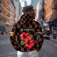 Uganda Zip Hoodie - Hibiscus Flower Pattern and The Pearl of Africa Text