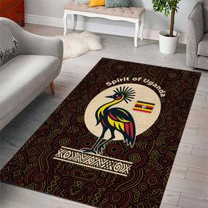 Uganda Area Rug - Grey Crowned Crane and Tribal Pattern Spirit of Uganda Theme